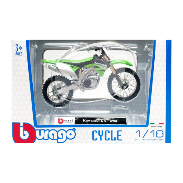 Дитяча модель Мотоцикла "Kawasaki KX 450F" Bburago 18-51030-17 масштаб 1:18